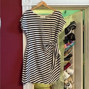 Anthropologie Black and White Striped Mini Dress